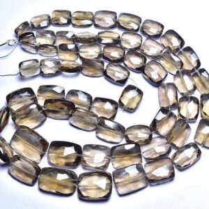 Smoky Quartz Cushion Beads - Inches 12 - Natural Beautiful Faceted Smoky Quartz Briolette - Size Is 6.5x7 - 10x13.5 Mm #2612