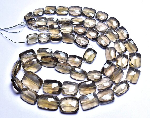 Smoky Quartz Cushion Beads - Inches 12 - Natural Beautiful Faceted Smoky Quartz Briolette - Size Is 6.5x7 - 10x13.5 Mm #2612 Smoky Quartz Cushion Beads - Inches 12 - Natural Beautiful Faceted Smoky Quartz Briolette - Size Is 6.5x7 - 10x13.5 Mm #2612