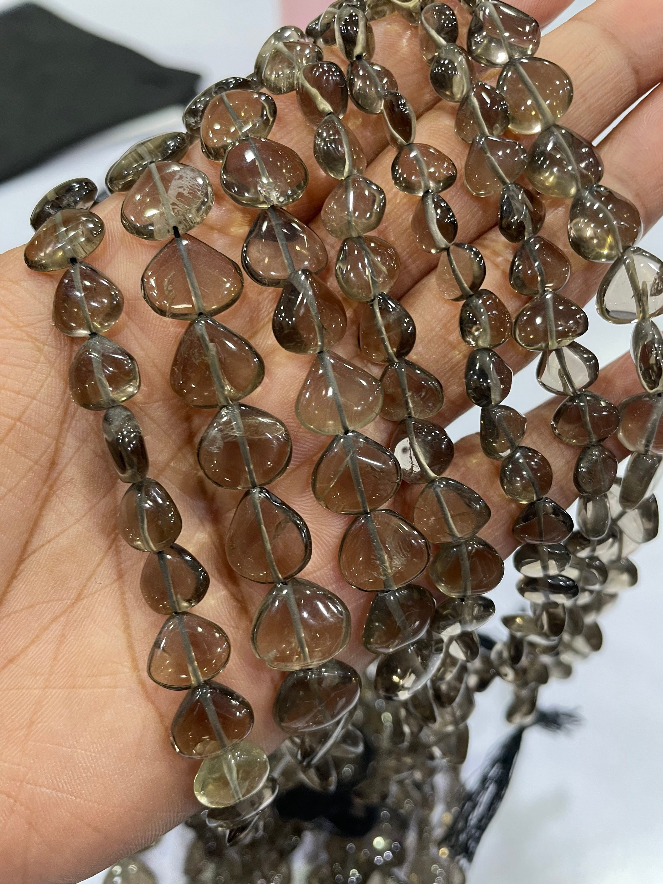New Brand 13.5 Inches Strand Natural Smokey Quartz Hearts Shape Beads, An Amazing Item
