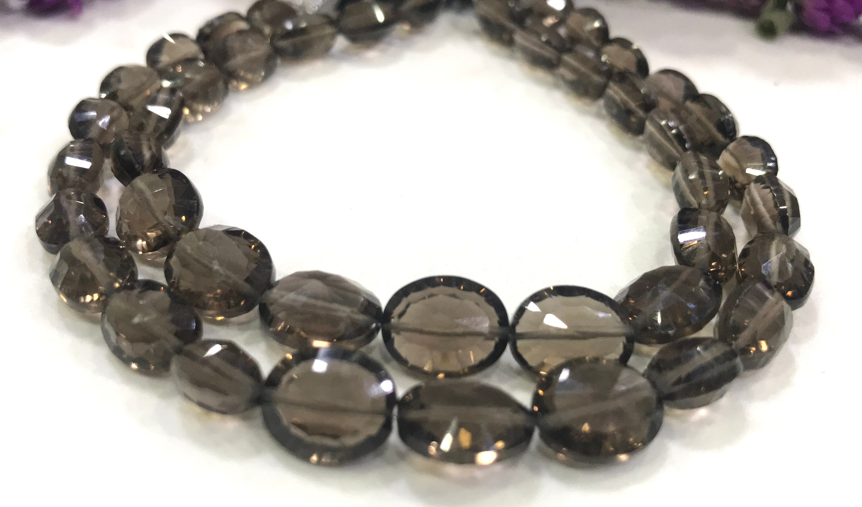 New Brand Superb Smokey Quartz Oval Concave Cut 7-8 Mm, 8 Inches Smokey Beads Strands Amazing Special Item
