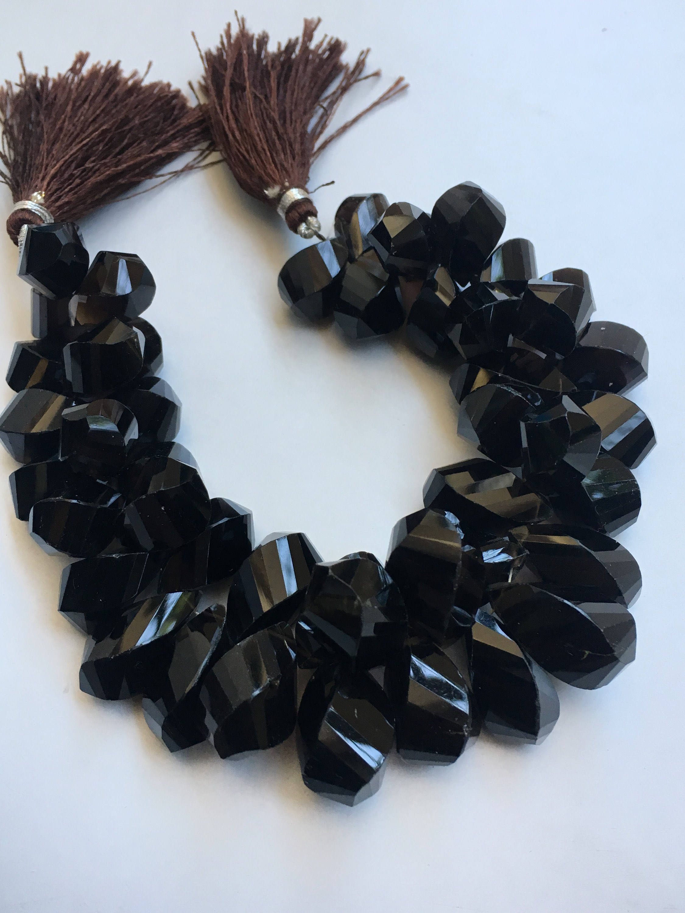 New Brand- Natural Smokey Quartz Twisted 9x14-19x11 Mm Approx Briolette Beads, 8 Inch Strand For Jewelry Making