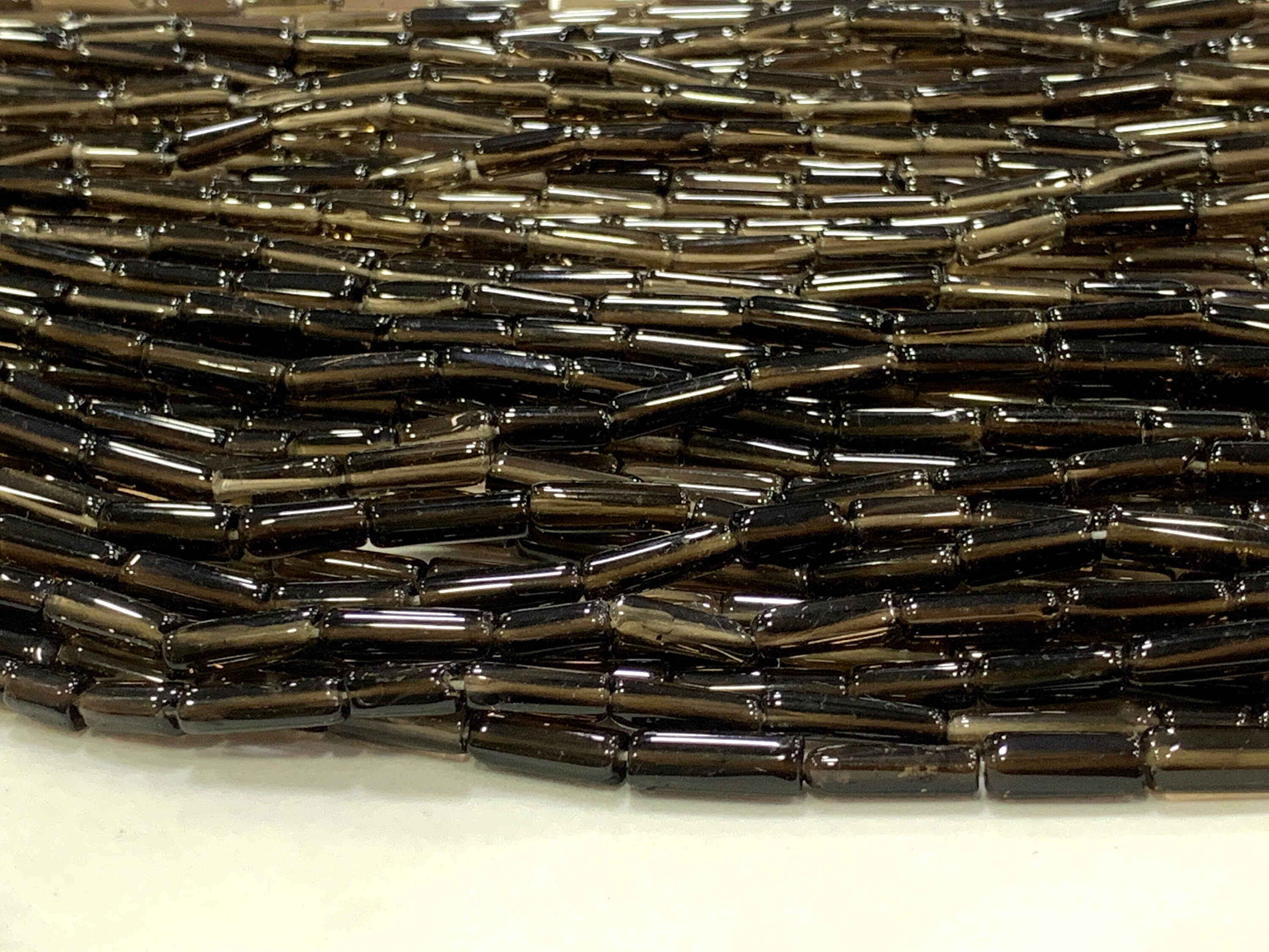 Pack Of 2 Strands Good Quality Natural Smokey Quartz 4/13 Mm Approx Smooth Pipe Beads High Quality Beads 13 Inches