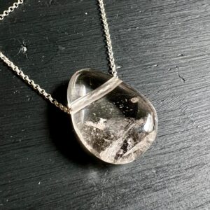 Smoky Quartz Pendant, Clear Crystal Necklace, Sterling Silver Chain Option