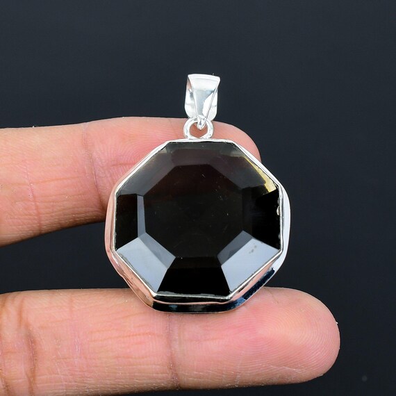 Faceted Smoky Quartz Pendant: Handmade 925 Sterling Silver Jewelry