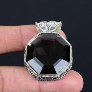 Faceted Smoky Quartz Pendant: Handmade 925 Sterling Silver Jewelry