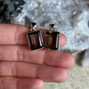 Faceted Smoky Quartz Pendant Necklace, .925 Sterling Silver