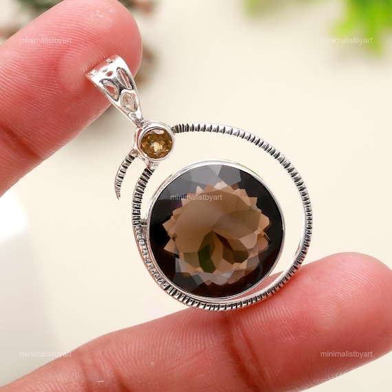 Handmade Smoky Quartz Pendant: 925 Sterling Silver Gemstone Jewelry