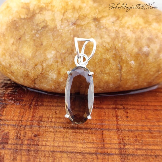 Handmade Smokey Quartz 925 Sterling Silver Pendant Necklace