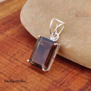 Handmade Smokey Quartz 925 Sterling Silver Pendant Necklace