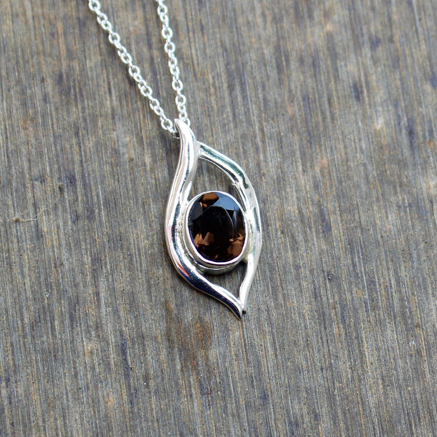 Handmade Sterling Silver Smoky Quartz Pendant - Natural Gemstone Jewelry