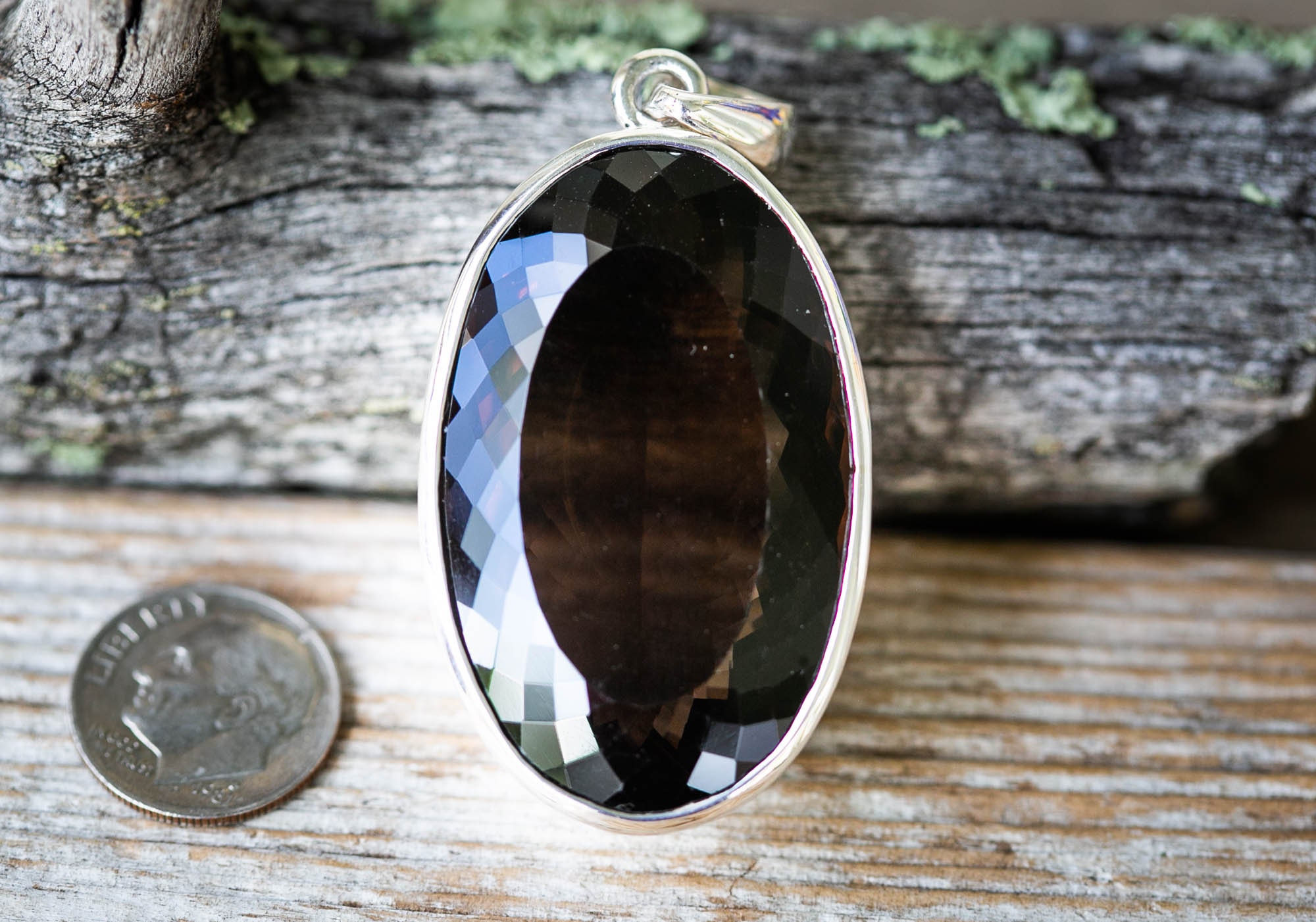 Large Smoky Quartz Pendant: 925 Sterling Silver Necklace