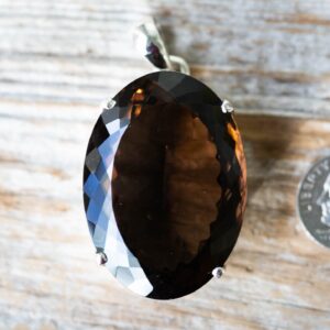 Large Smoky Quartz Pendant: Sterling Silver Necklace, Natural Gemstone