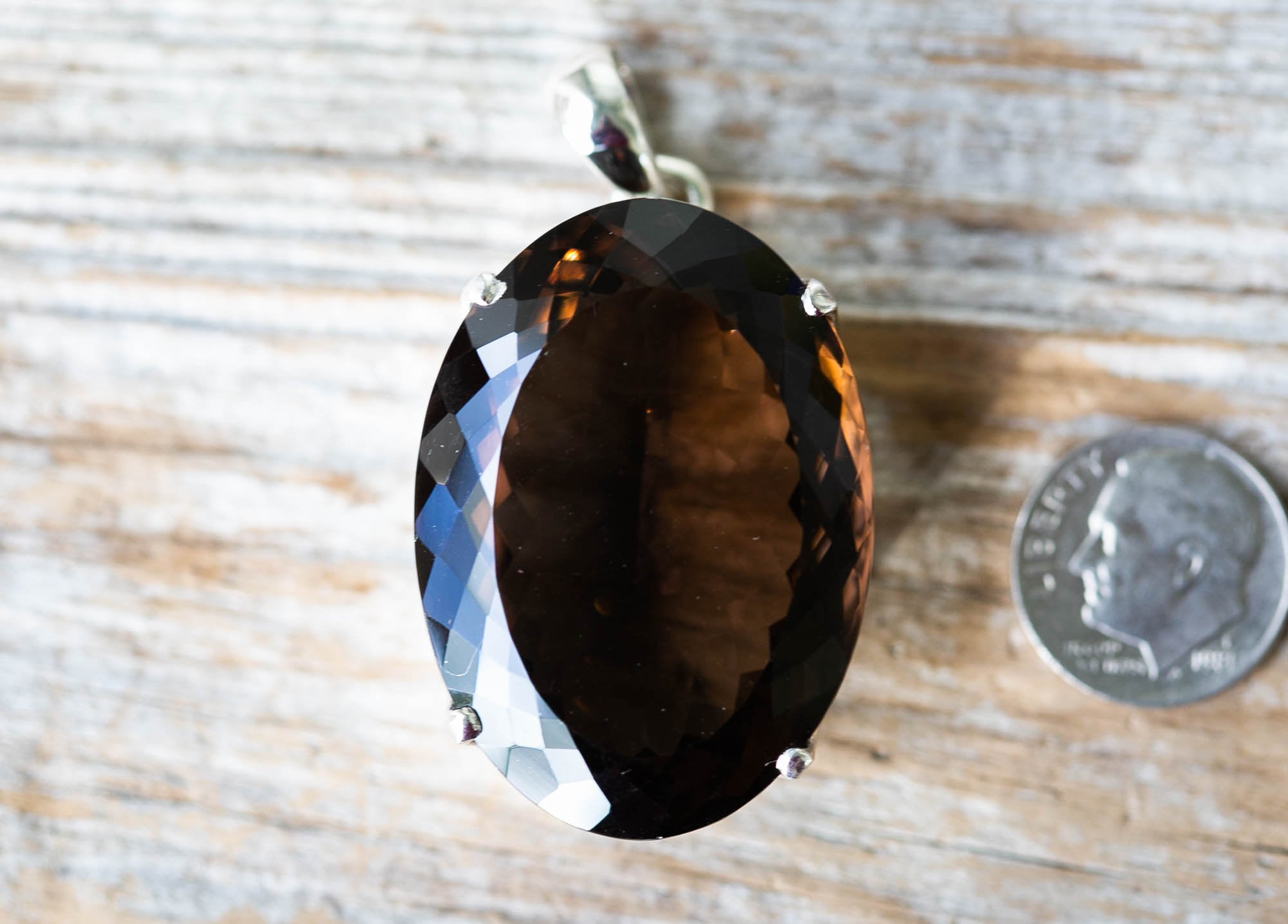 Large Smoky Quartz Pendant: Sterling Silver Necklace, Natural Gemstone