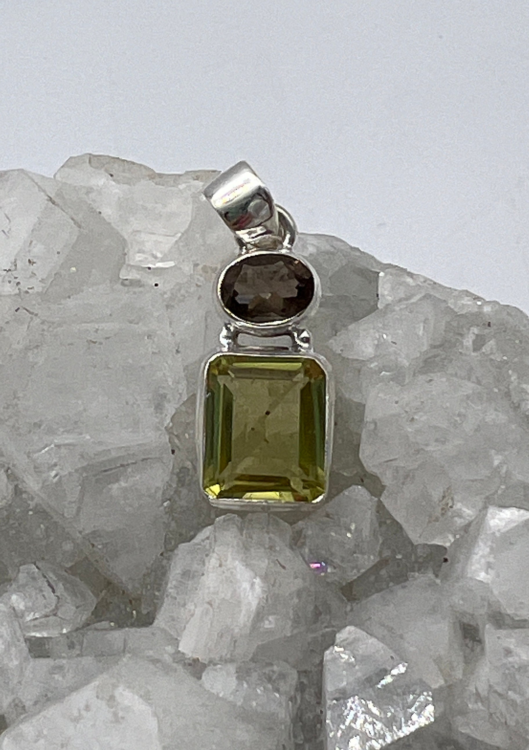 Lemon Quartz And Smokey Quartz Pendant
