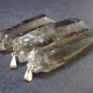 Lot Of 3 Natural Large Terminated Smoky Quartz Crystal Pendants From Brazil
