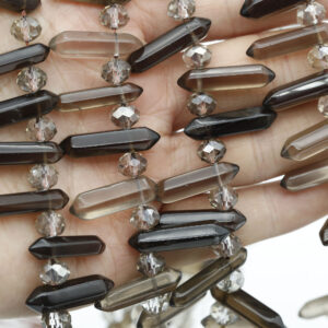 Natural Smoky Quartz Point Beads,double Point Beads,top Drilled Crystal Point Beads,necklace Point Beads,for Diy Made Beads,point Pendants.
