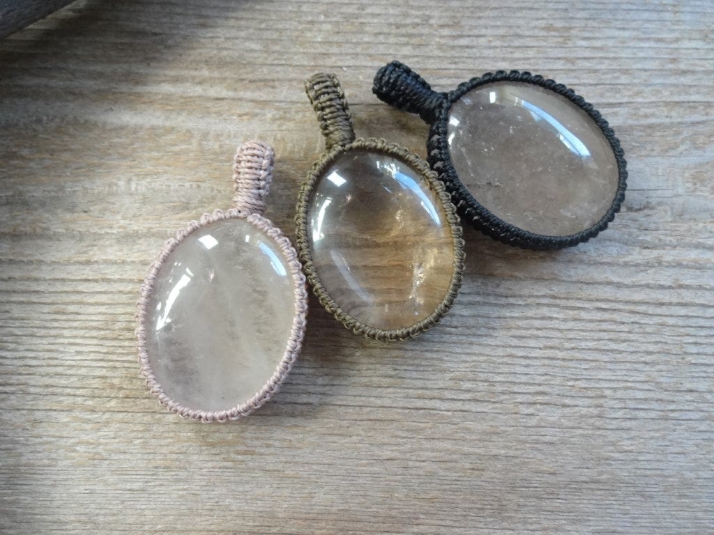 Smoky Quartz Pendant Necklace, Grounding Protection Stone Necklace, Large Gemstone Pendants, Quartz Pendant, Big Stone Macrame Necklace
