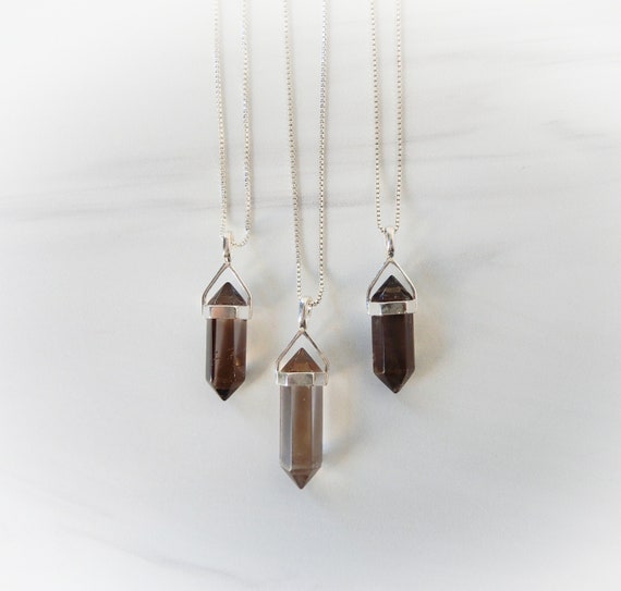 Smoky Quartz Necklace Sterling Silver • Sterling Gemstone Point Pendants • Healing Crystal Necklace • Layering Necklace • For Crystal Lover Smoky Quartz Necklace Sterling Silver • Sterling Gemstone Point Pendants • Healing Crystal Necklace • Layering Necklace • For Crystal Lover