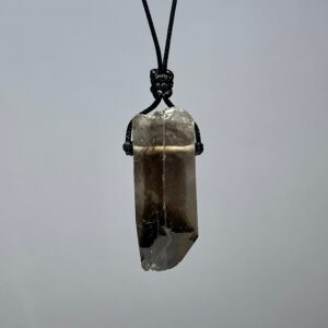 Smoky Quartz Point Necklace: Adjustable Cord Crystal Pendant