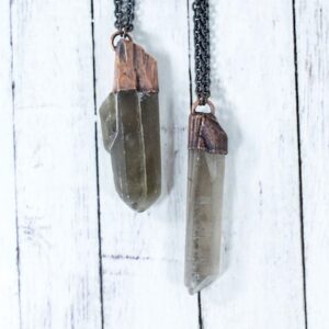 Raw Smokey Quartz Necklace | Raw Quartz Necklace | Large Smokey Quartz Necklace | Crystal Pendant On Copper Chain | Rough Smokey Quartz