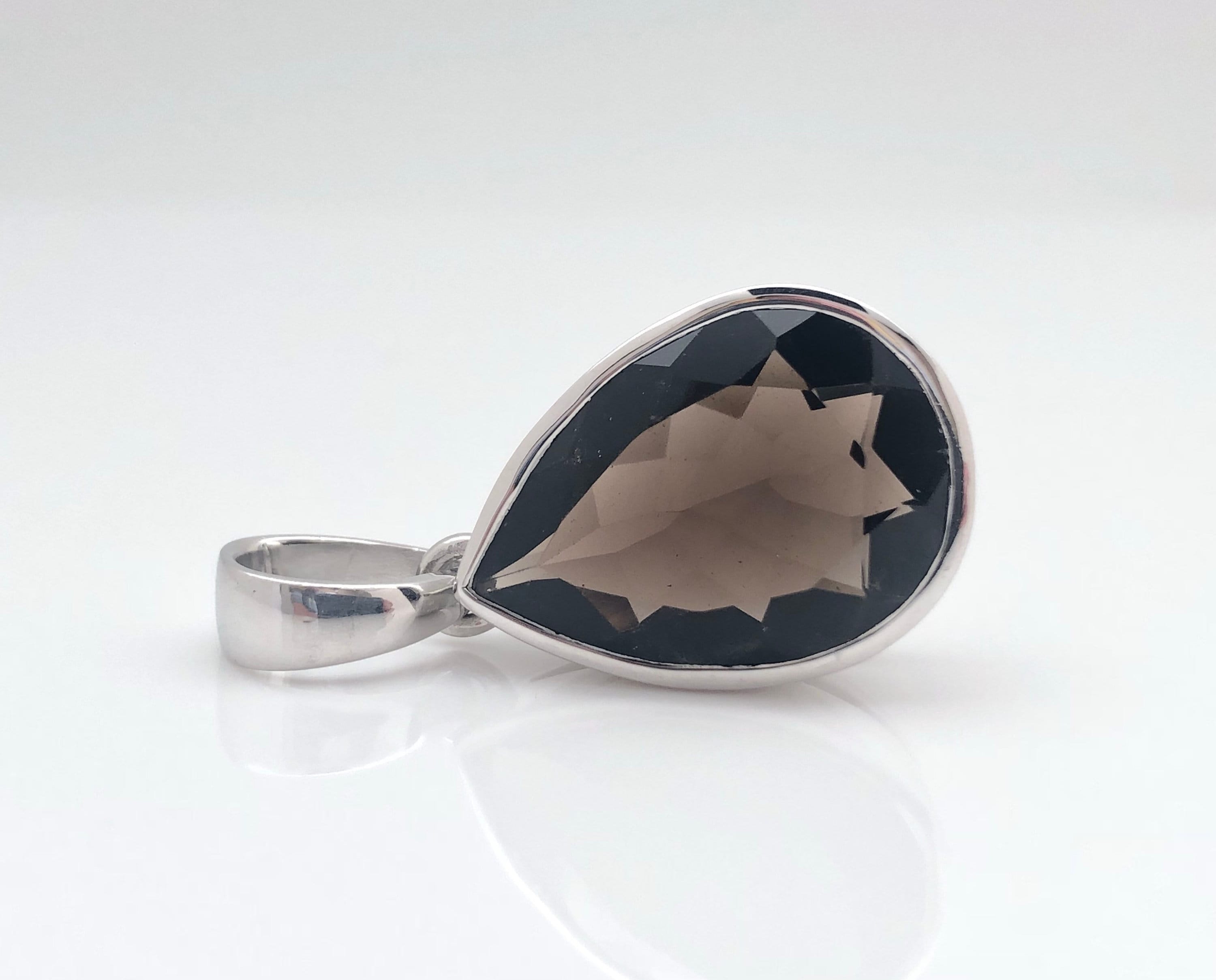 Smokey Quartz Silver Pendant // Teardrop Sterling Silver Setting // Smoky Quartz Necklace Smokey Quartz Silver Pendant // Teardrop Sterling Silver Setting // Smoky Quartz Necklace