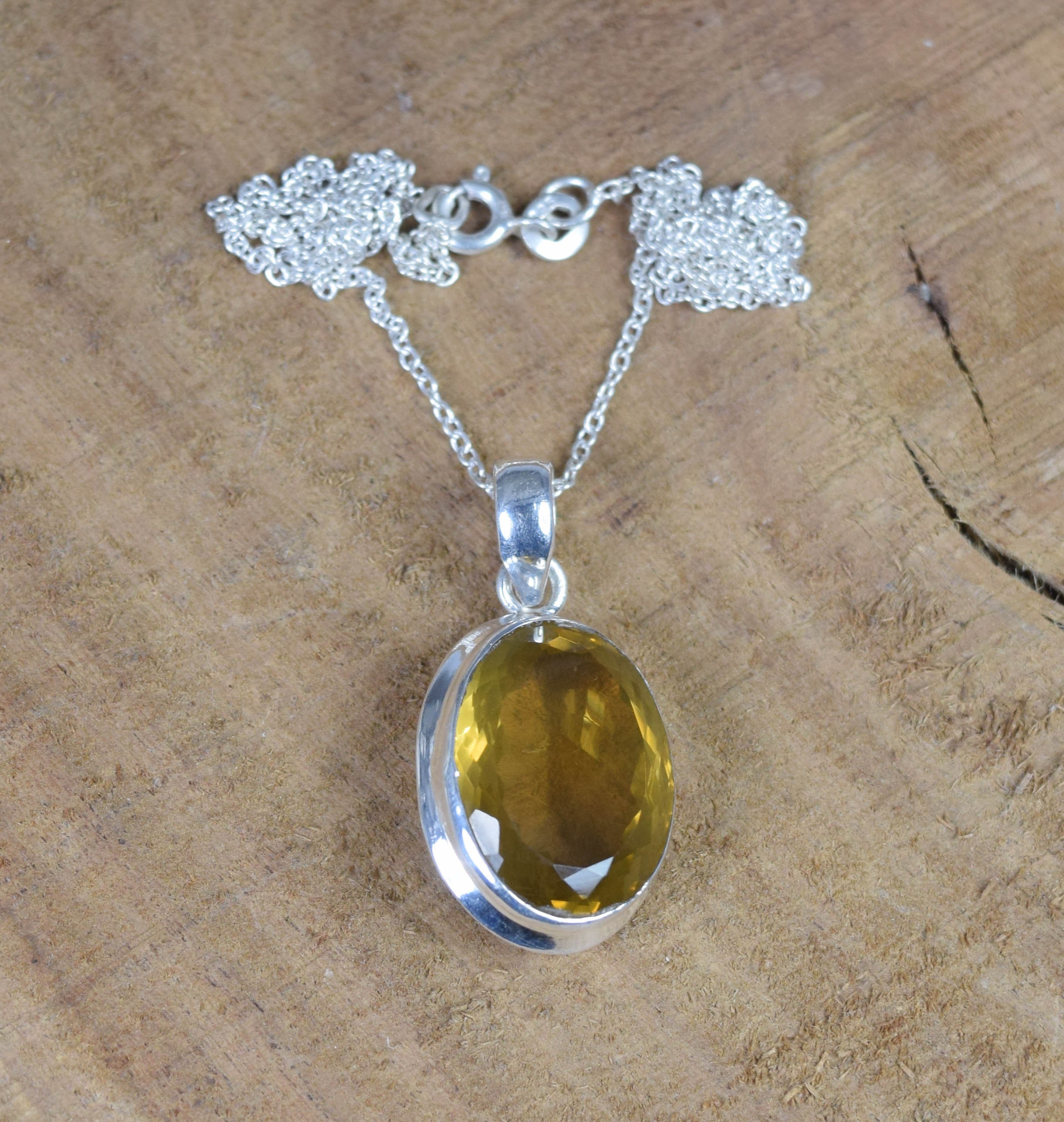 Smoky Quartz Sterling Silver Pendant: Faceted Gemstone Jewelry