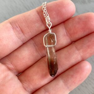 Sterling Silver Smoky Quartz Pendant Necklace, Smokey Quartz Necklace, Raw Crystal Necklace, Meditation Stone, Gift For Her, Smoky Stone