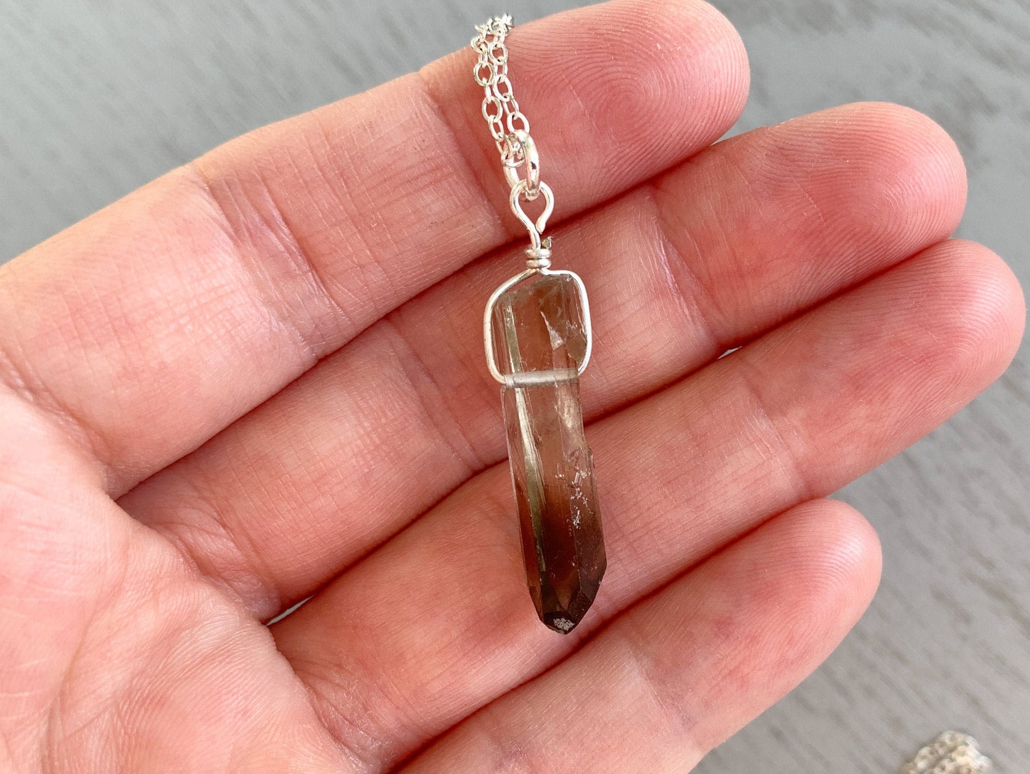Sterling Silver Smoky Quartz Pendant Necklace, Smokey Quartz Necklace, Raw Crystal Necklace, Meditation Stone, Gift For Her, Smoky Stone
