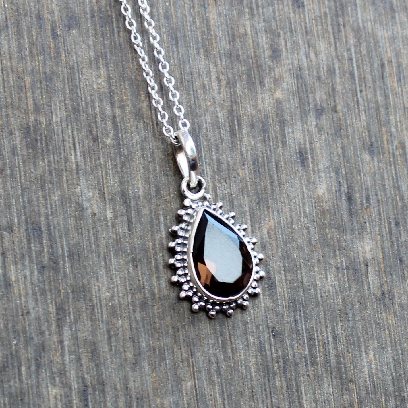Smoky Quartz Pendant, Sterling Silver Jewelry, Natural Brown Quartz, Gift For Her, Thanksgiving Jewelry, Anniversary Gift, Christmas Jewelry