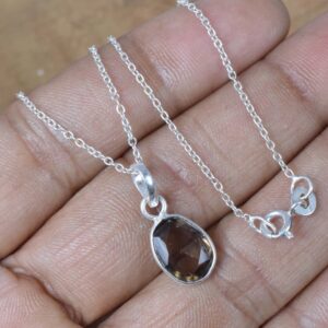 Smoky Quartz Sterling Silver Pendant: April Birthstone Jewelry