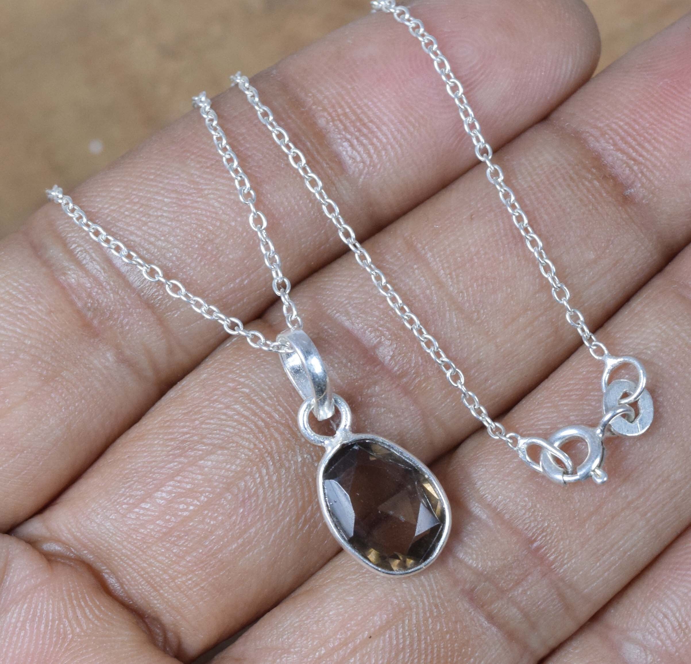 Smoky Quartz Sterling Silver Pendant: April Birthstone Jewelry