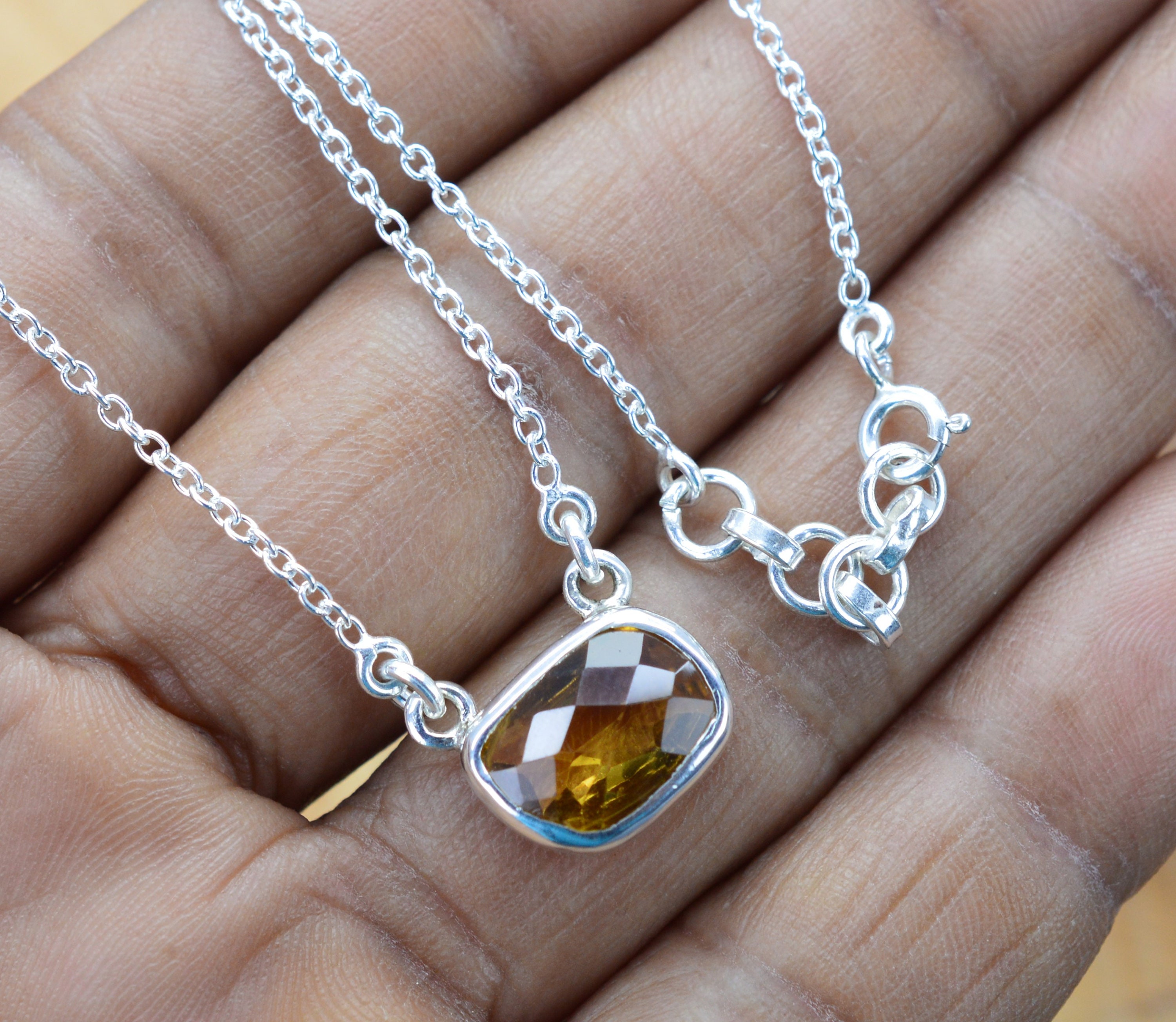 Smoky Quartz Sterling Silver Necklace: Elegant Gemstone Pendant
