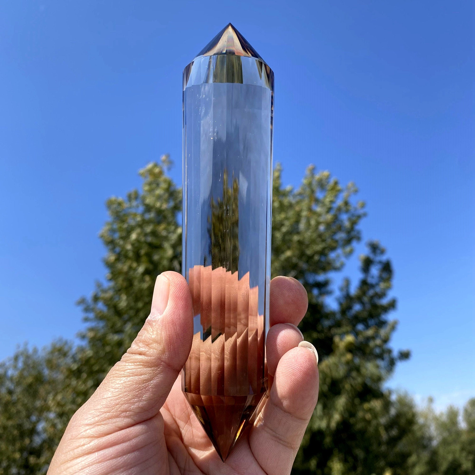 7.2"natural Clear Smoky Quartz Crystal Points/top Quality Himalayan Tibetan 24 Sided Double Terminated Vogel Wand/reiki Healing Crystal Gift