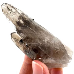 Smoky Quartz Crystal Point With Aegirine | Mineral Specimen