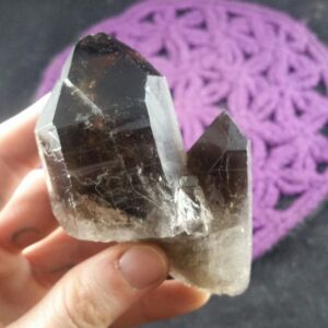 Dark Smoky Quartz Crystal Point Brazil Terminated Smokey Etched