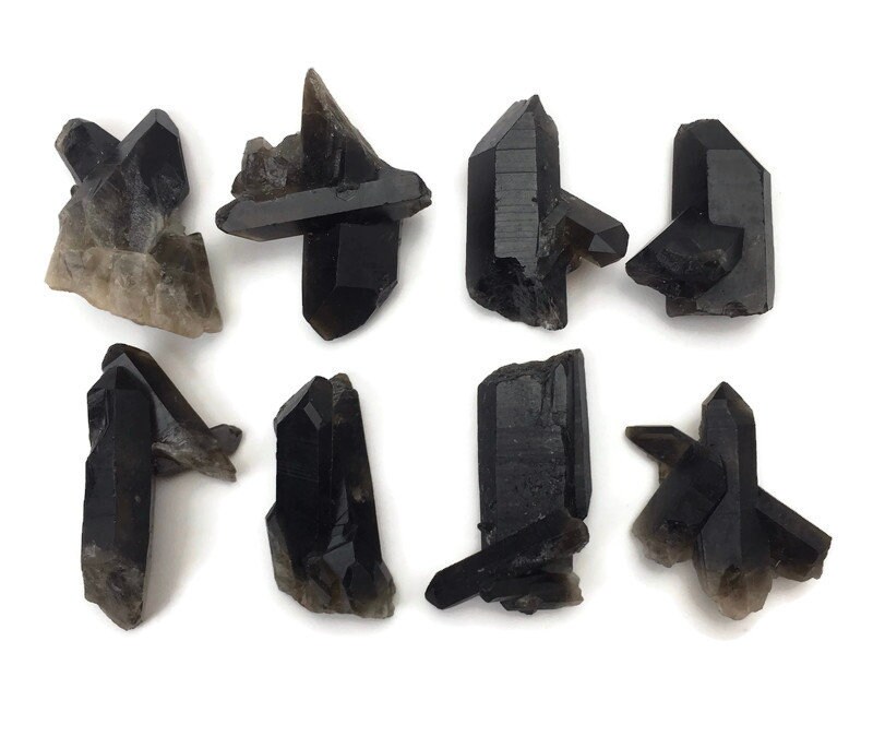 Double Smoky Quartz Point: Raw Black Crystal Wand (35-50 Mm)