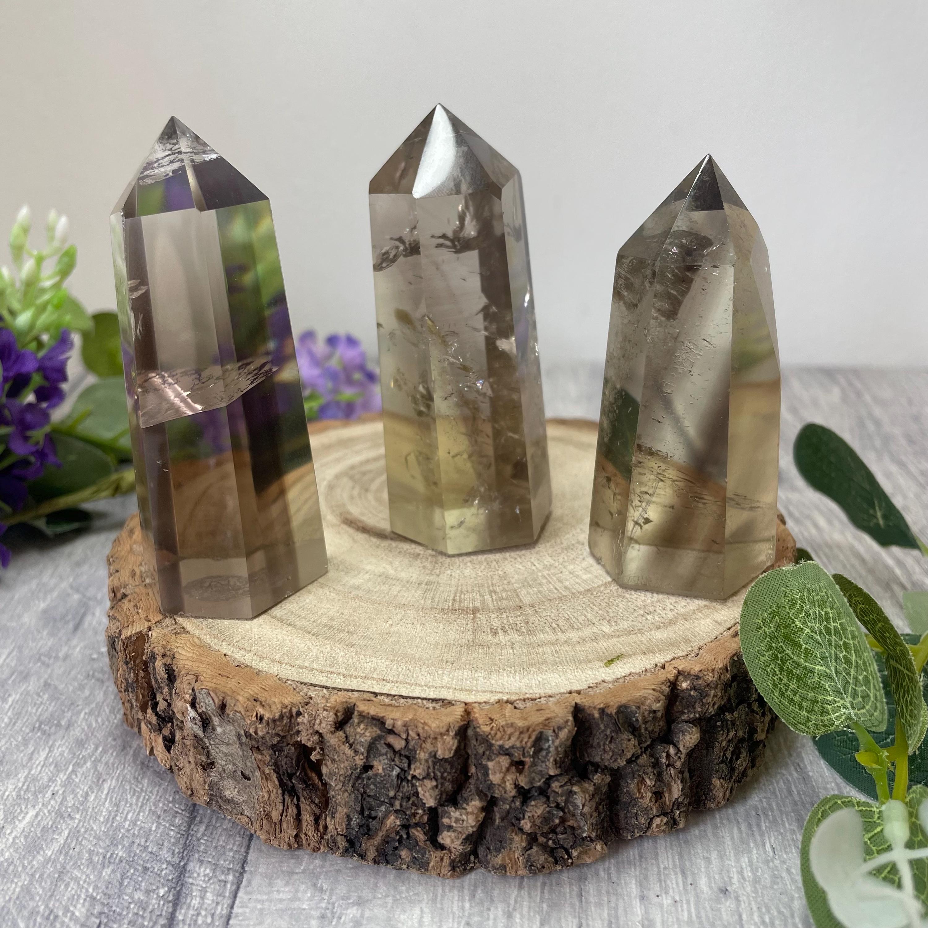 Lemon Smoky Quartz Standing Polished Point Tower Stone