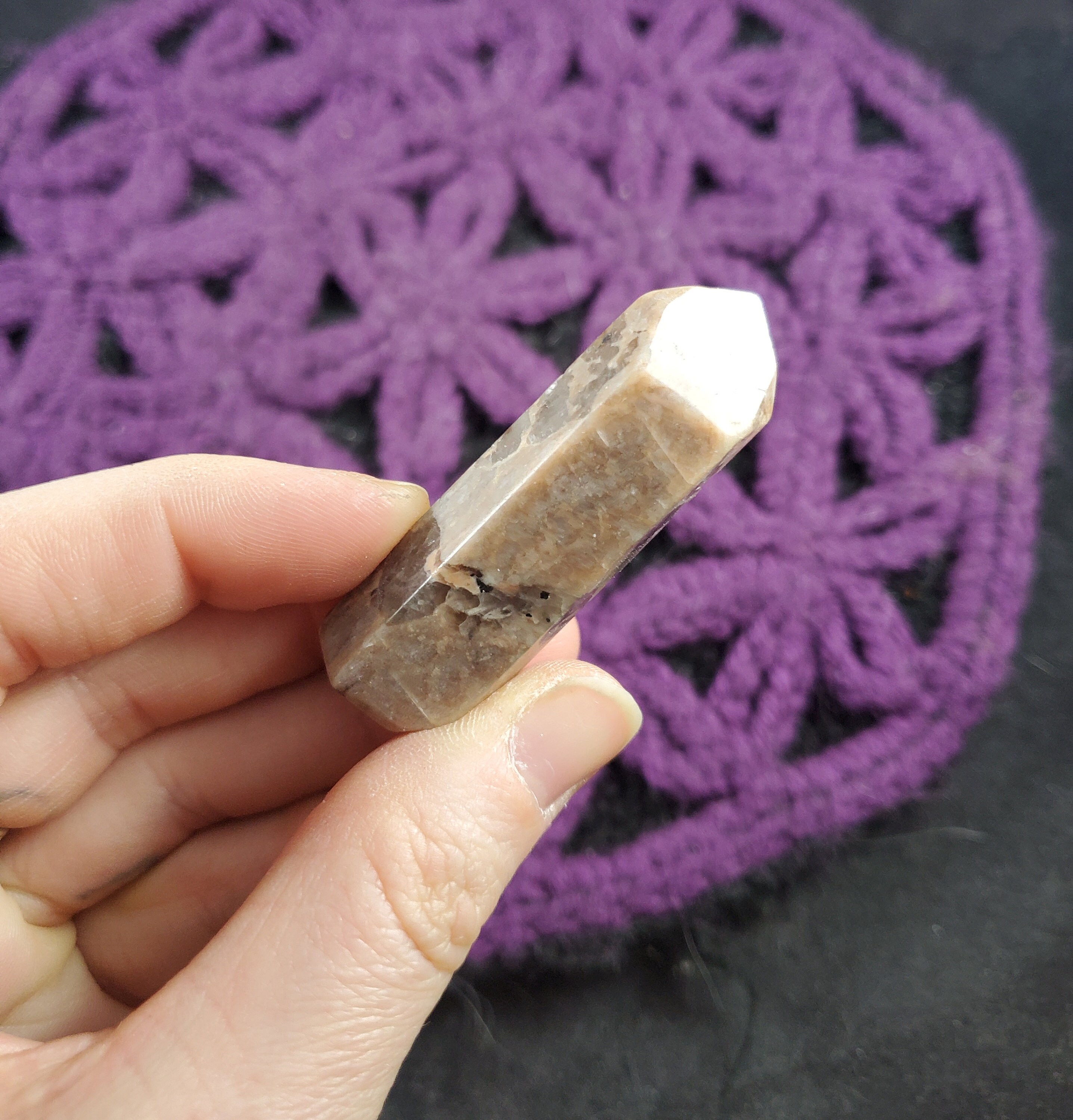 Peach Orthoclase Smoky Quartz Crystal Point Small Tower Natural Mini Brazil Peach Orthoclase Smoky Quartz Crystal Point Small Tower Natural Mini Brazil