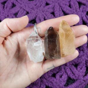 Quartz Point Set Healing Stones Clear Quartz, Smoky Quartz, Tangerine Quartz, Altar Rocks Crystals Bundle Lot Parcel Gift Gridding Wrappable