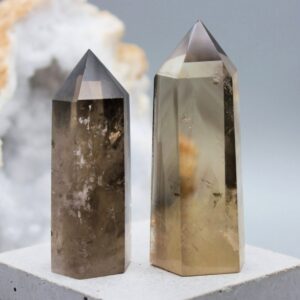 Polished Smokey Quartz Crystal Wand: Grounding Stone
