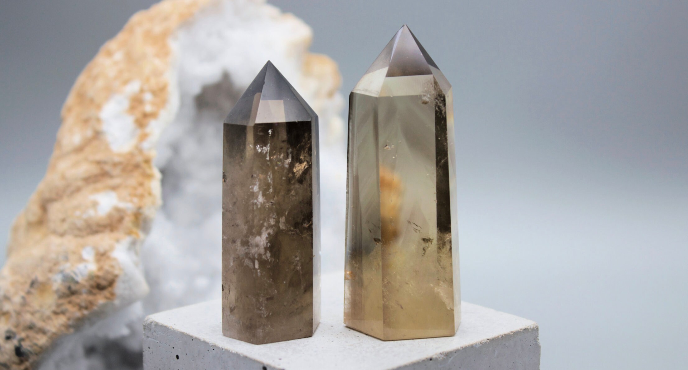 Polished Smokey Quartz Crystal Wand: Grounding Stone