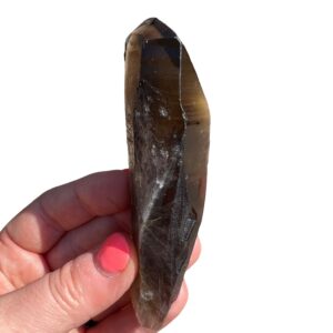 Raw Smoky Quartz Lemurian Point Crystal - Natural Smoky Lemurian Point - Raw Smoky Quartz Lemurian Wand - Smoky Lemurian Wand w/ Striations