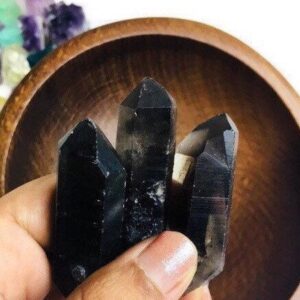 Raw Smoky Quartz Crystal Points: Natural Black Gemstone Wands, Lot of 5