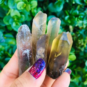Raw Smoky Quartz Point: Crystal Wand, Black, Gray, Yellow (30-70mm)