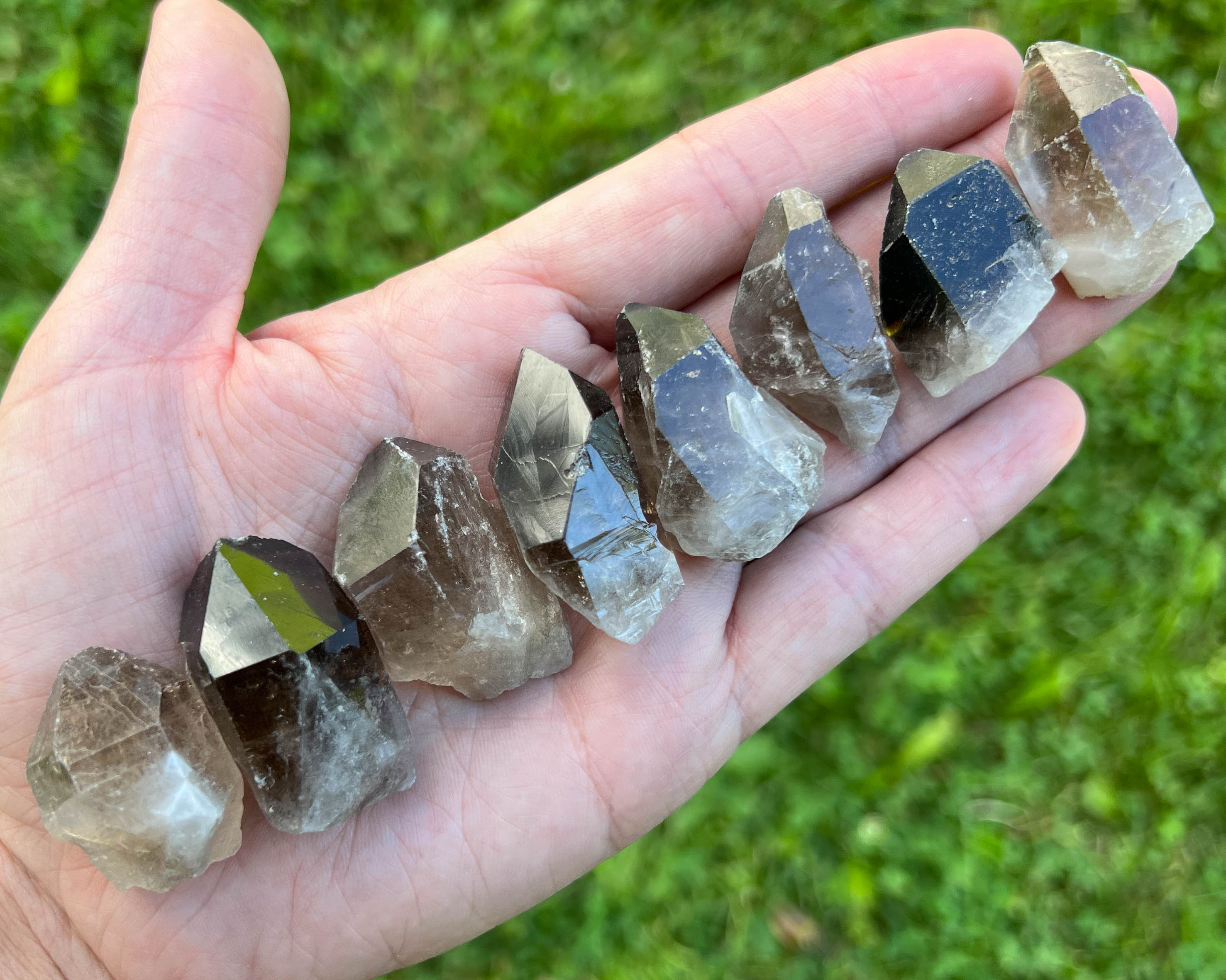 Set Of Eight Smoky Quartz Points, Lot Of Smokey Quartz Crystals From Brazil, Crystal Points For Jewelry, For Crystal Grid, Gifts For Her #2 Set Of Eight Smoky Quartz Points, Lot Of Smokey Quartz Crystals From Brazil, Crystal Points For Jewelry, For Crystal Grid, Gifts For Her #2