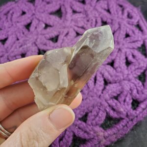 Smoky Quartz Twin Crystal Point Brazil Terminated Etched Natural Wand Untreated Unheated Smokey Etched