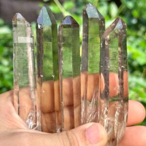You Pick!Clear Laser Smoky Quartz Crystal Point for Mediation,Zen,Reiki,Aura Crystal,Generator Crystal,Worry Stone,Palm Rock