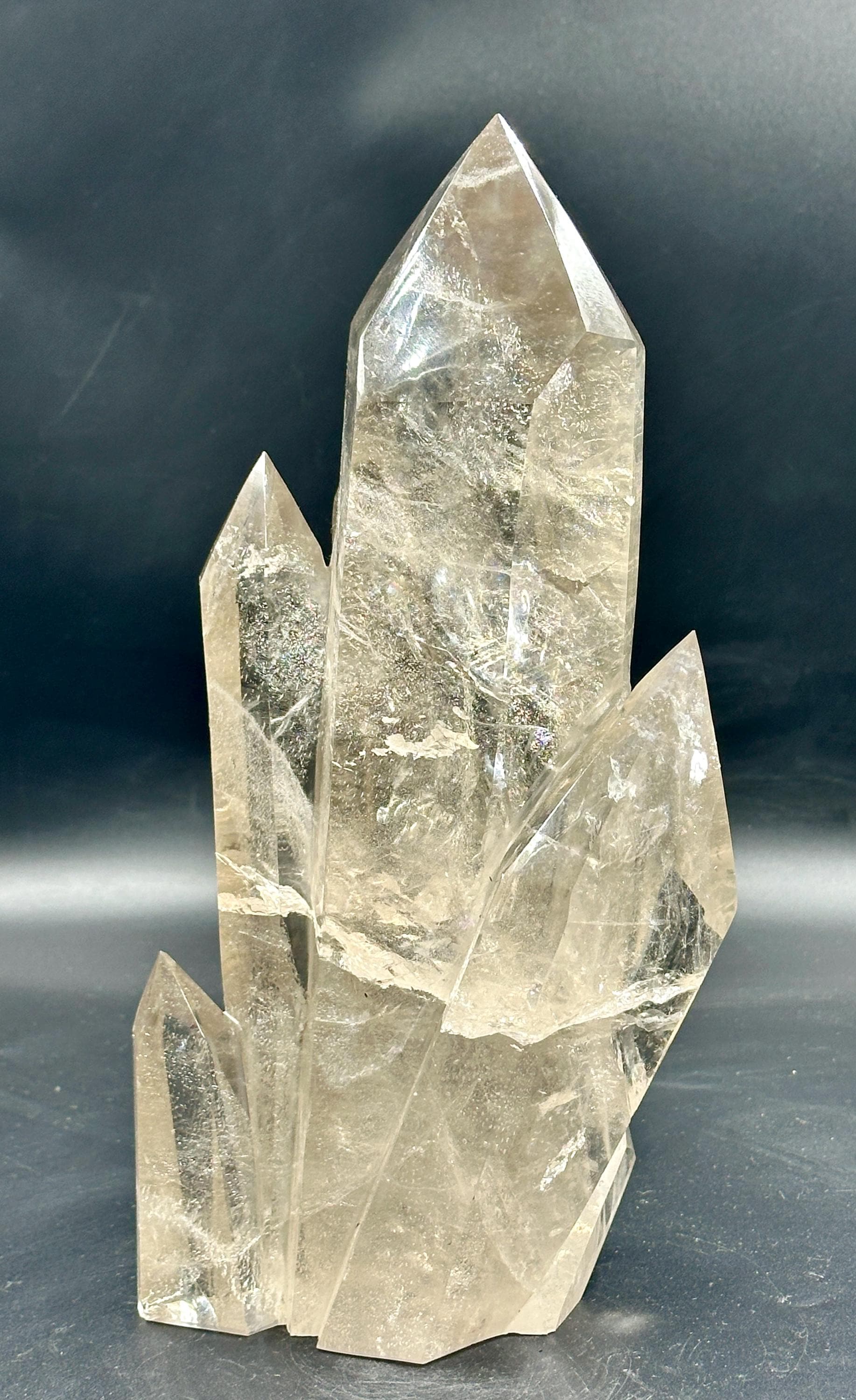 Aaa+ Massive 280mm Clear Smoky Quartz Cluster, Crystal Big Point, Mineral Specimen, Collector Piece