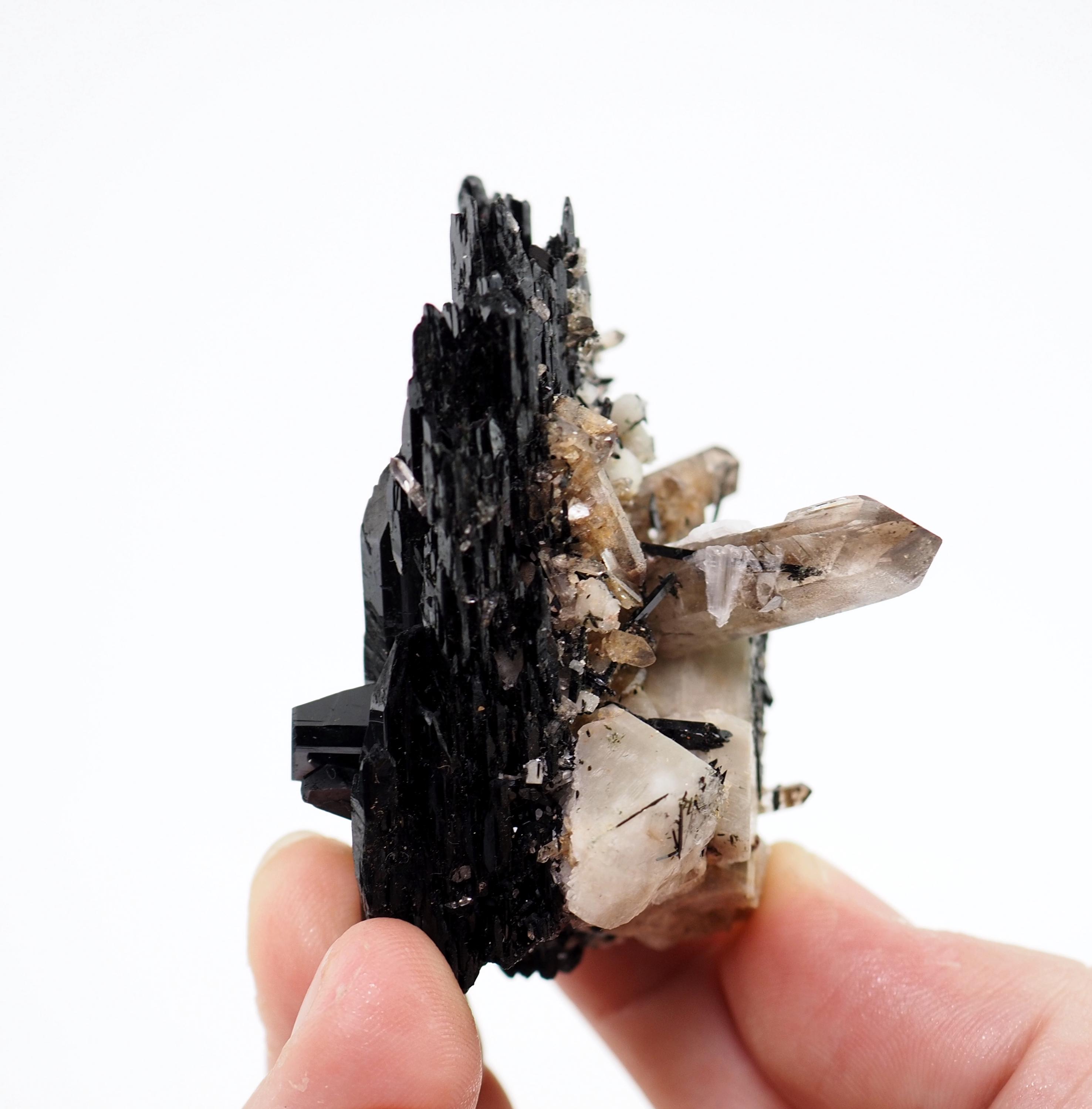 Aegirine, Smoky Quartz, Orthoclase Malawi - Crystal Cluster Mineral Specimen