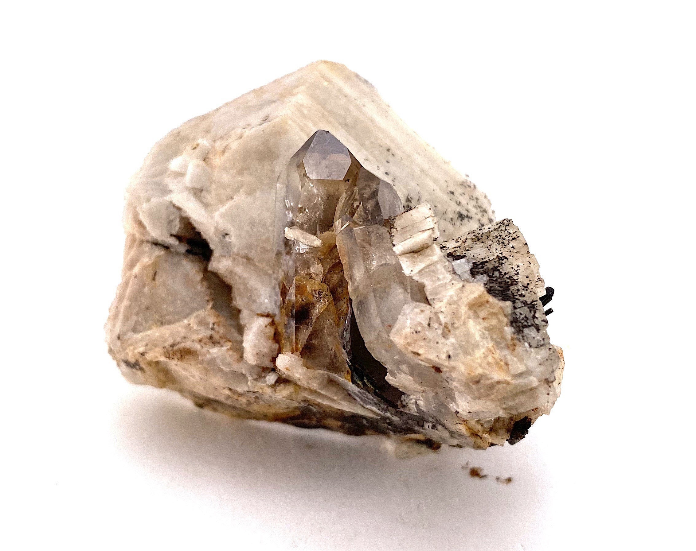 Raw Smoky Quartz Crystal With Aegirine & Orthoclase, Malawi Mineral Specimen